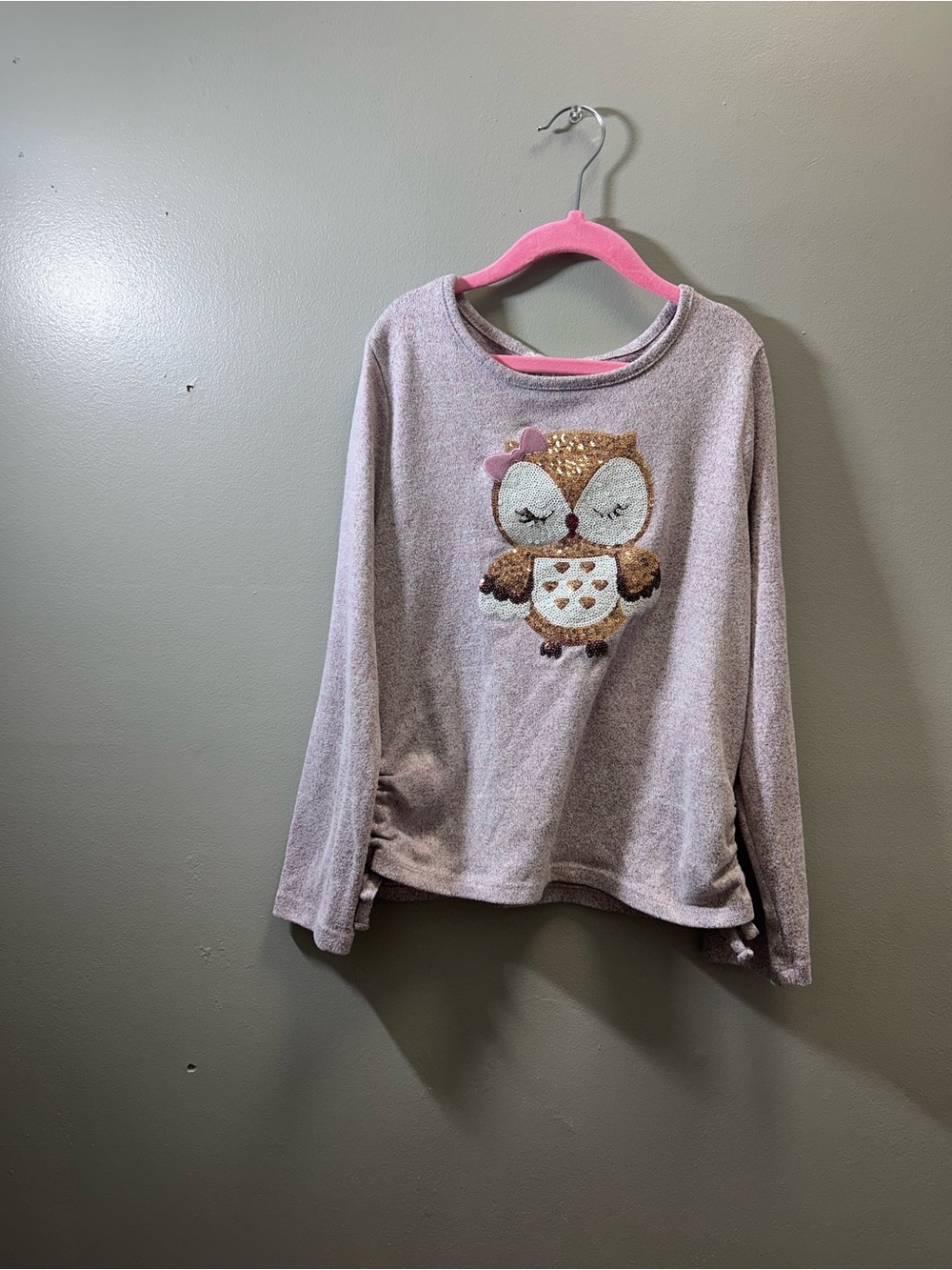 btween Pink Long-Sleeve Sweater with Sequin Owl
